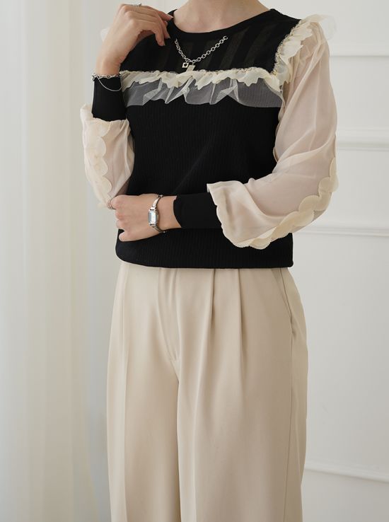 بلوز بافت آستین حریر آوا