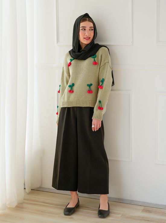 بلوز بافت کراپ گیلاسی