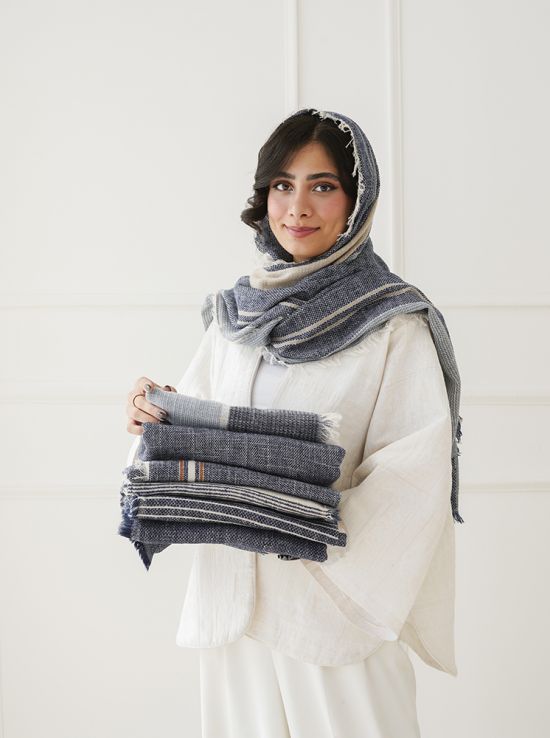 شال سرمه ای کنفی دیار