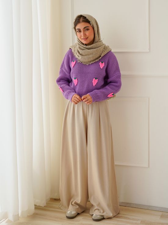 بلوز بافت کراپ توت فرنگی