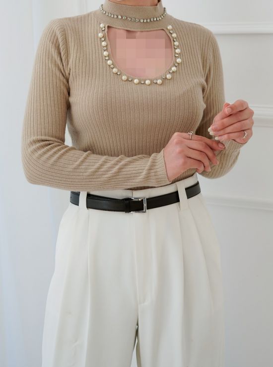 بلوز بافت نگین دار مروارید