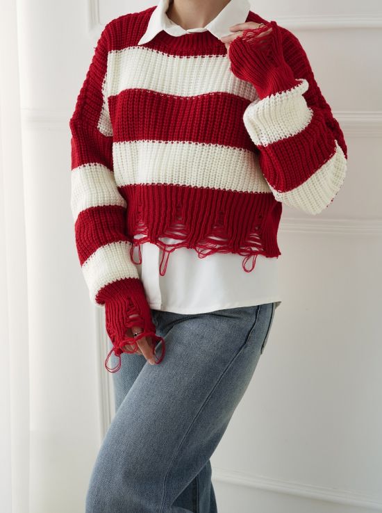 بلوز بافت کراپ زاپ دار