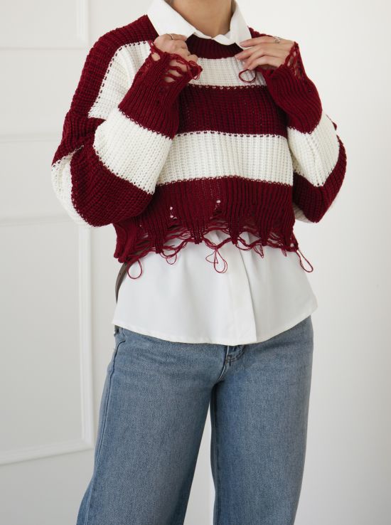 بلوز بافت کراپ زاپ دار 2