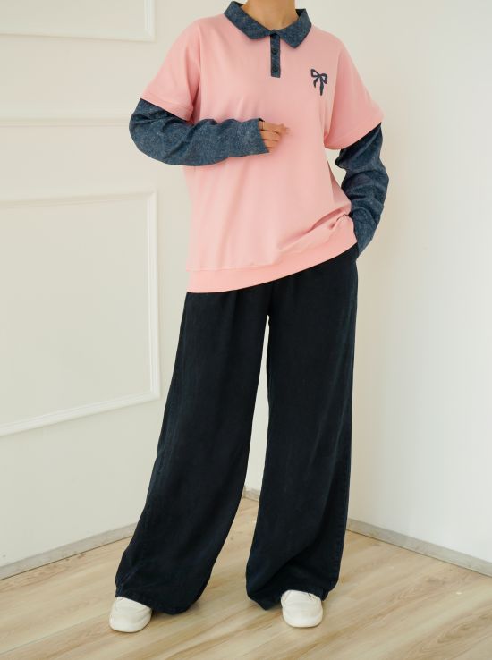 بلوز یقه جین پاپیون