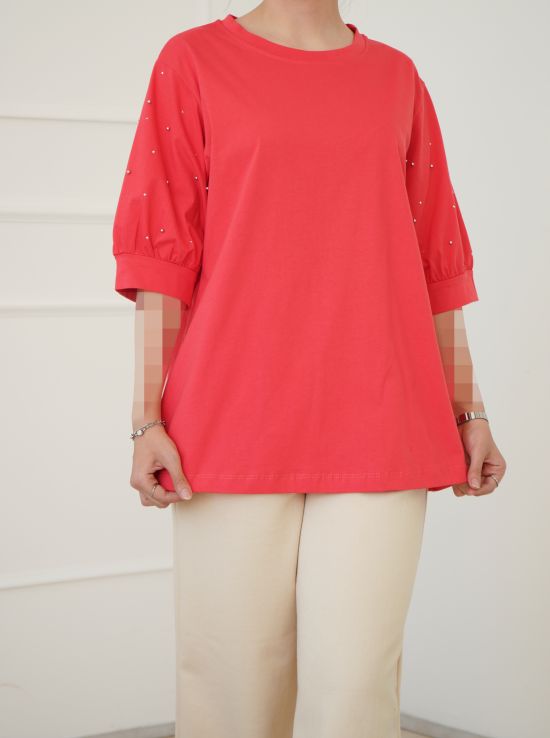 تیشرت آستین مرواریدی