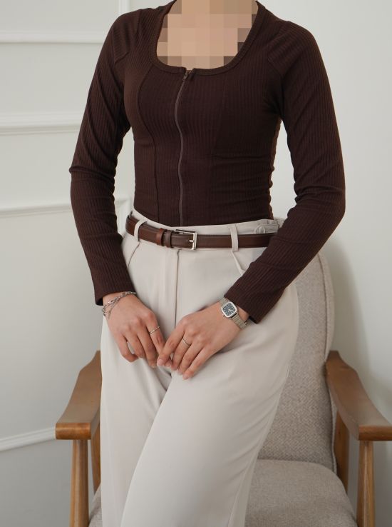 بلوز کراپ جلو زیپ سارینا | هیبا