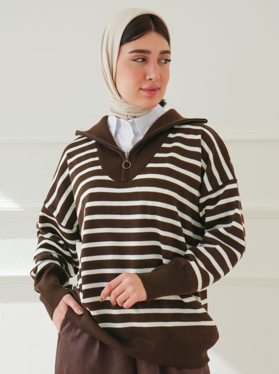 بلوز بافت نیم زیپ فیدان | هیبا