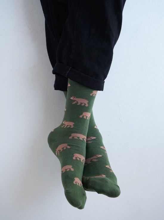 جوراب مردانه چتیک مدل خرس قهوه ای