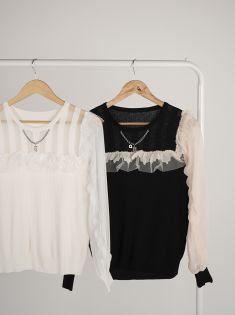 بلوز بافت آستین حریر آوا