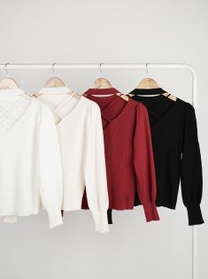 بلوز بافت یقه ضربدری شادی